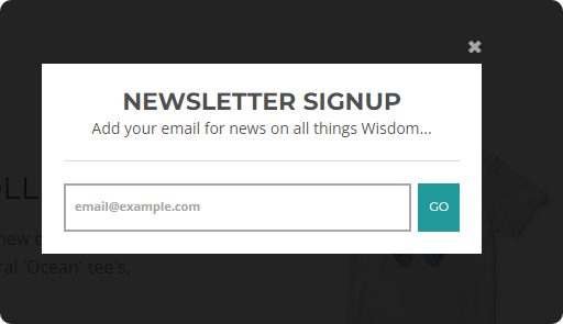 newsletter sign up form.