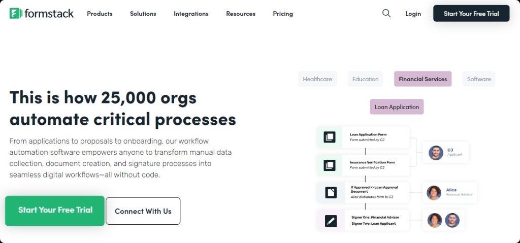 formstack interface.