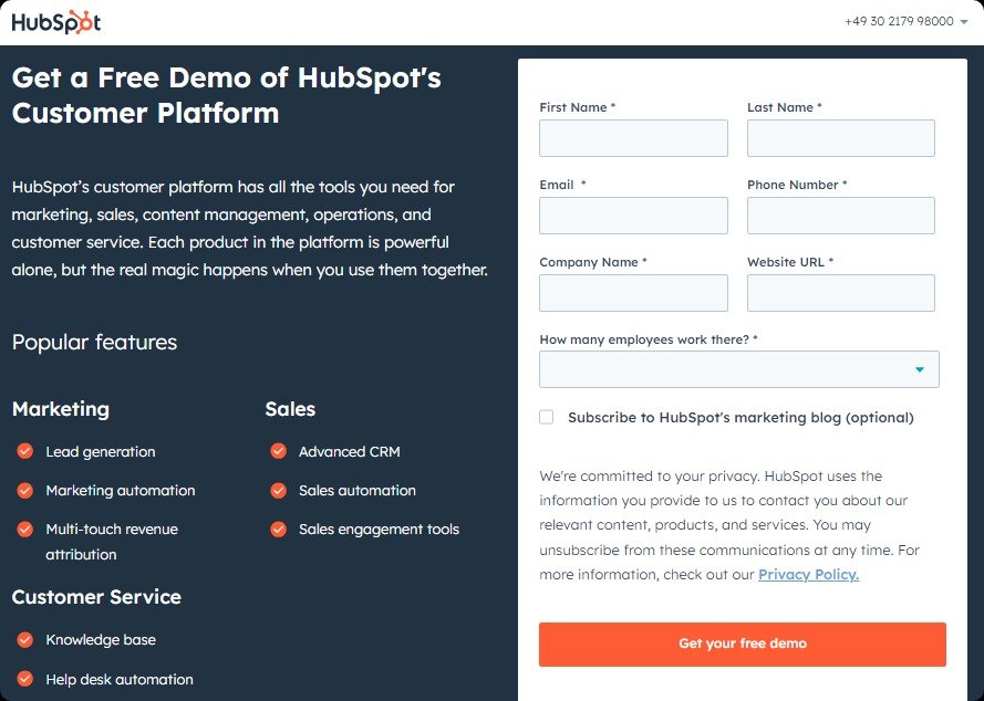 Lead capture forms.