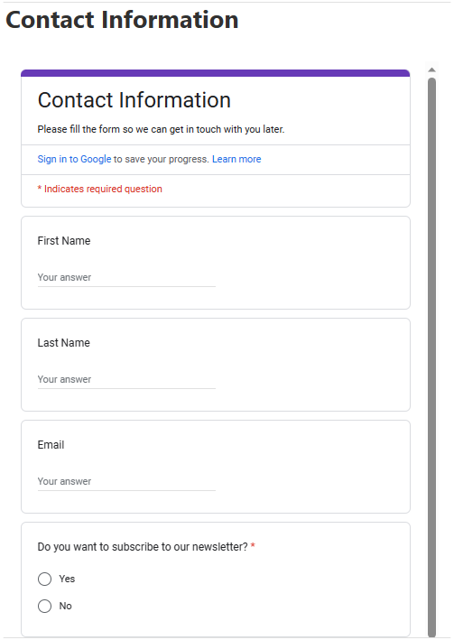 Embed Google Form In Website.