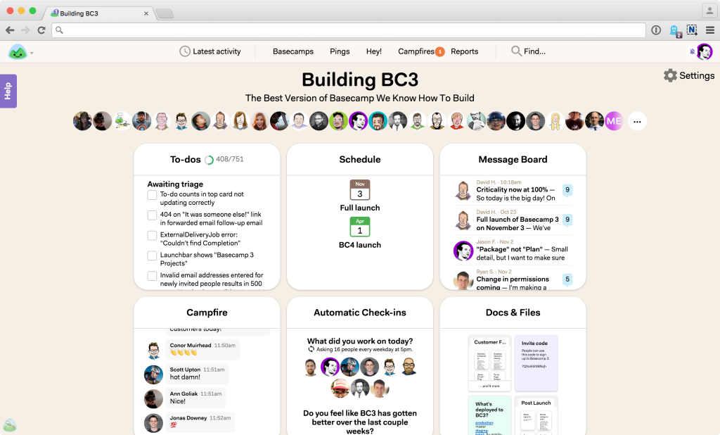 Basecamp interface.