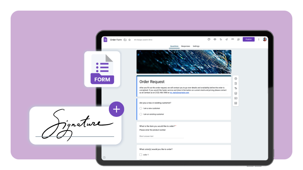 How to add a signature to Google form.