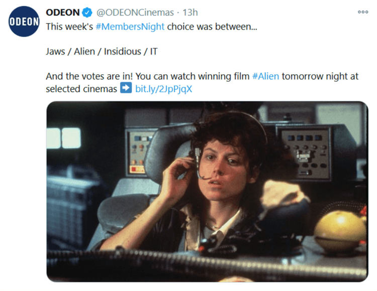 odeon twitter engagement.