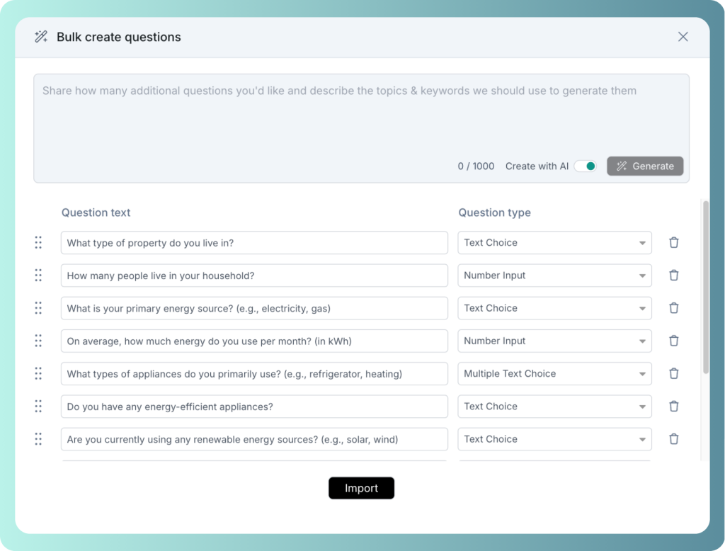bulk question creator.