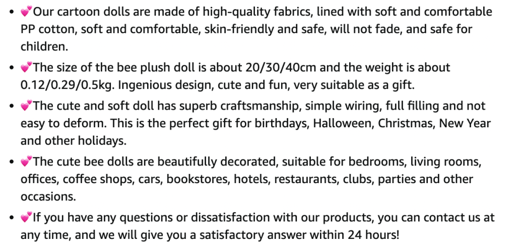 product description of a doll.