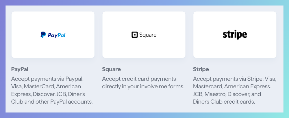 involve.me payment integrations.