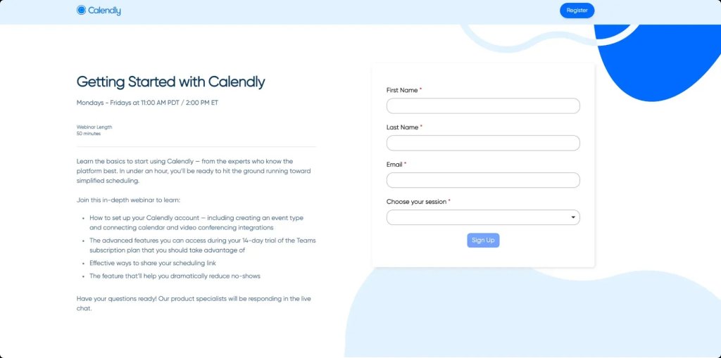 Landing Page for Webinar.
