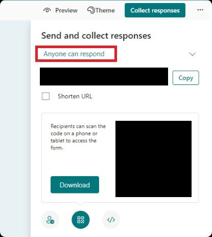 Microsoft Forms QR Codes.