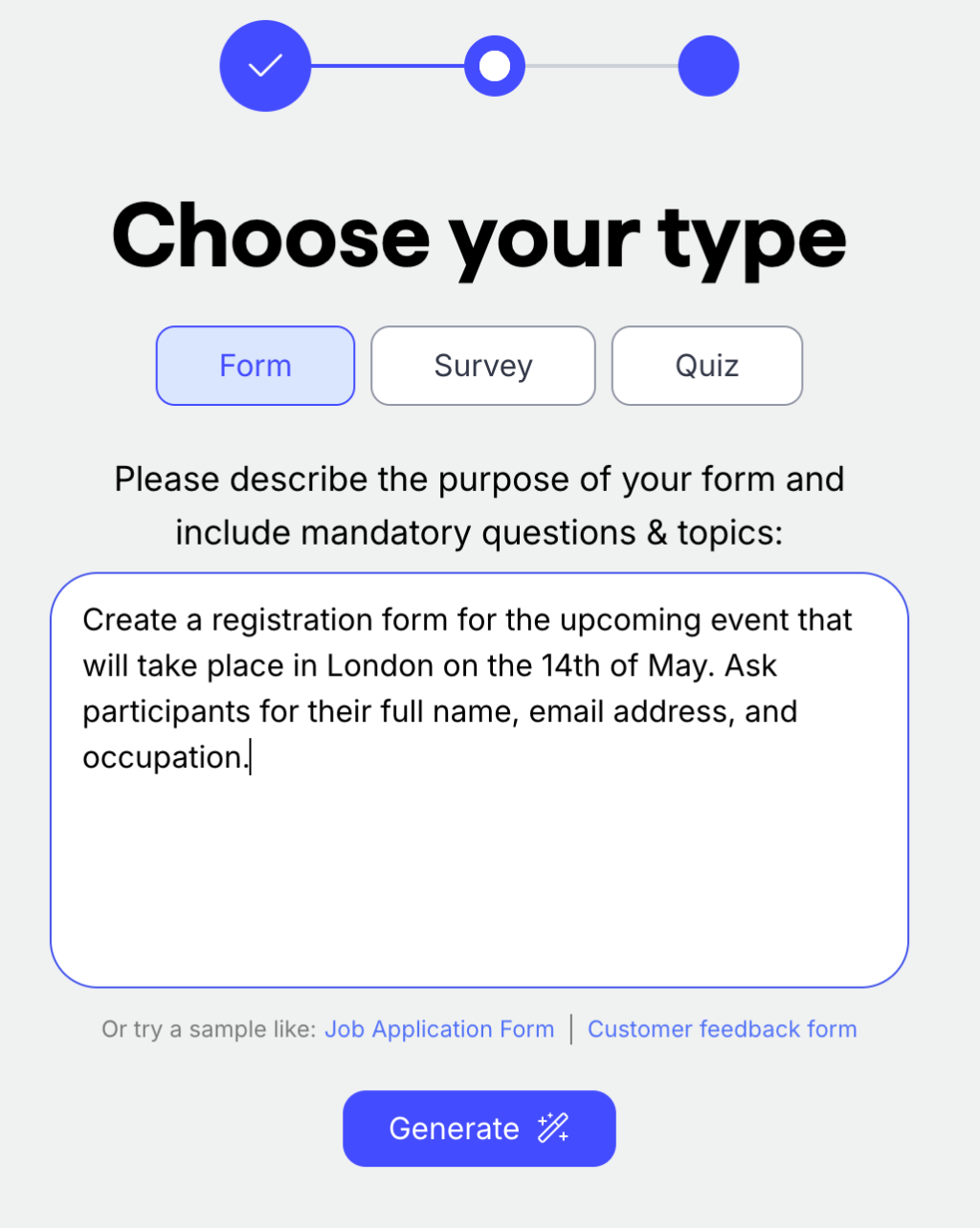 registration form prompt.