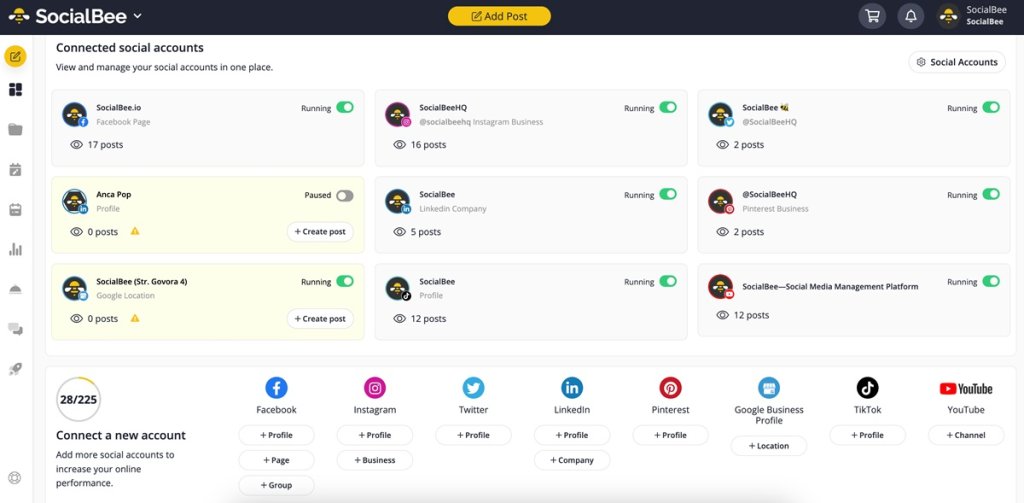 SocialBee interface.