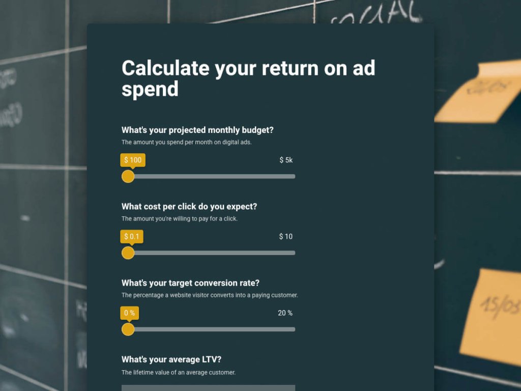 return on spend calculator template.