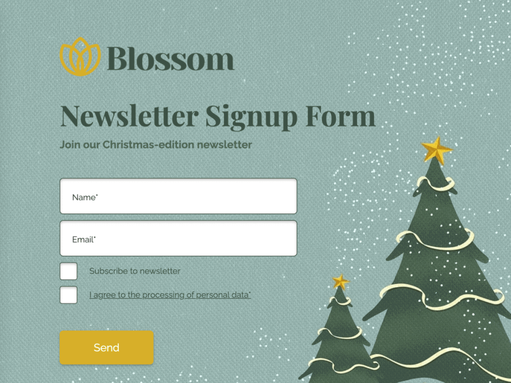 newsletter sign up form.