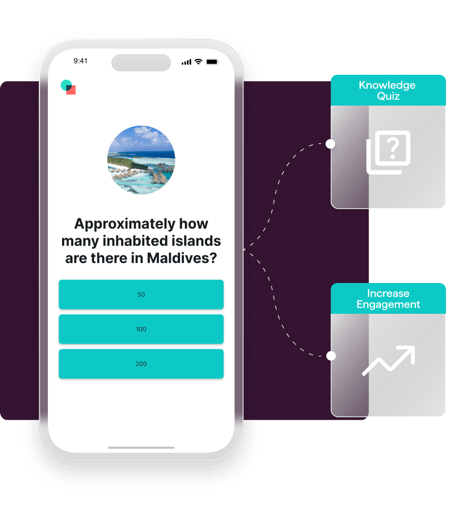 Knowledge quiz about Maldives on a phone screen.