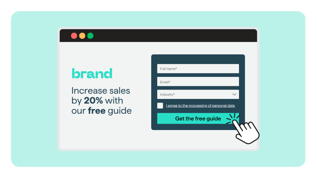 Lead generation form on a landing page.